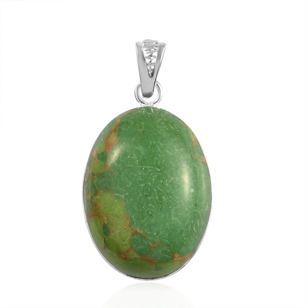 Mojave Green Turquoise Pendant in Sterling Silver